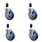 Service Caster 5'' Blue Poly Swivel 1-3/8'' Expanding Stem Caster Set with Brake, 4PK SCC-EX20S514-PPUB-BLUE-TLB-138-4 - alternate 1